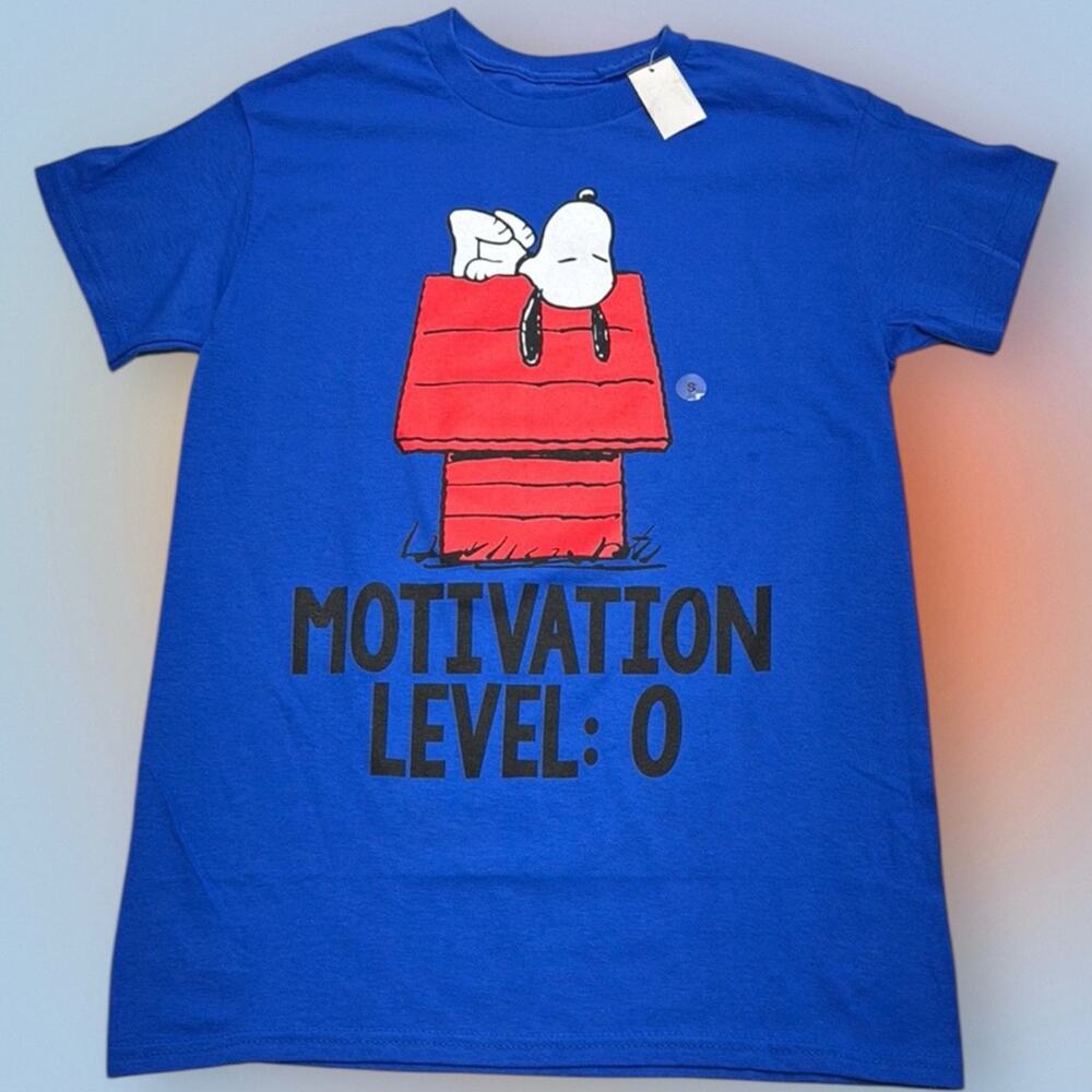 SNOOPY Men’s Small Blue Cotton T-Shirt - Picture 1 of 2
